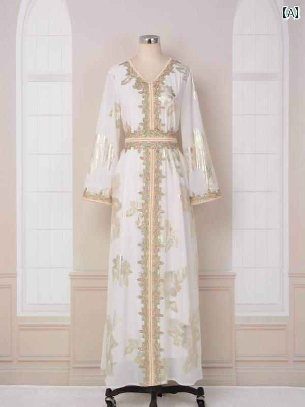 中東 ドレス ワンピース アメリカ ファッション 婦人服 ホットスタンピング イスラム 教徒 アラビア ド..