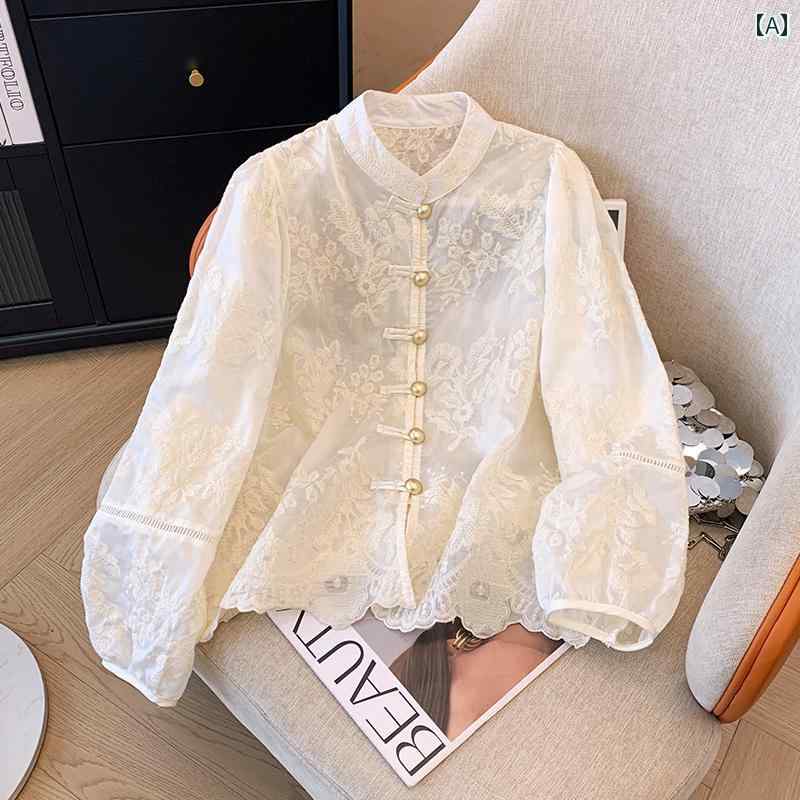 Rakuten - レディース 夏 服 サマーウェア 中国 レース シャツ 通気性 トップス 女性 日焼け防止 カーディガン スリム