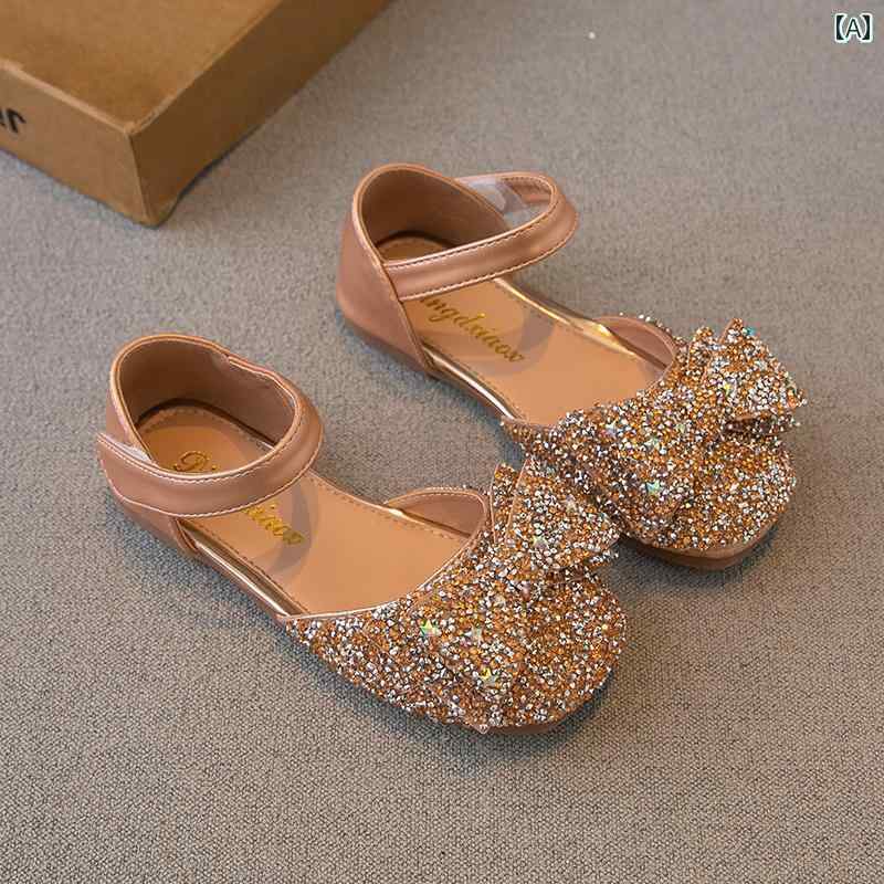 夏 ガールズ サンダル 包頭 子供 靴 プリンセス シューズ クリスタル 大きい