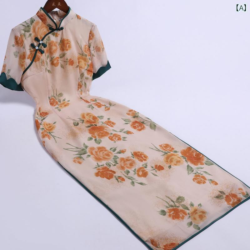 レディース ワンピースドレス パフォーマンス 撮影 衣装 コスプレ かわいい 黄色 チャイナ ドレス 上品 洗練 女性 エレガント 中華風