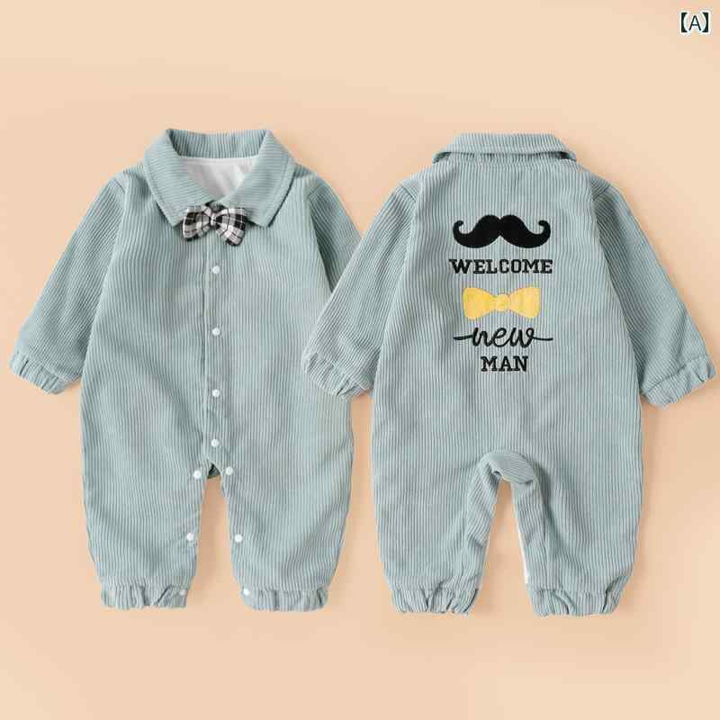 ロンパース かわいい 新生児 ワンピース 春秋 長袖 男子 女子 赤ちゃん 秋 服 ハイ ハイや 屋外 着用 ベルベット