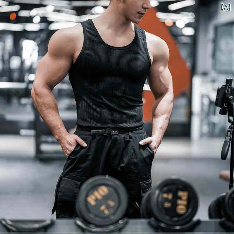 メンズ フィットネス スレッド スウェット ベスト スリム ショルダー I 字型 速乾 タイトな 筋肉 男性 アメリカン サマー トレーニング アイロン