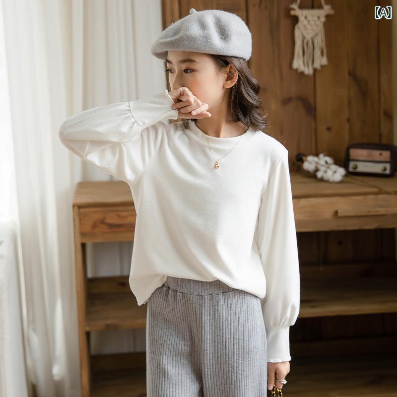 女の子 ガールズ 春秋 長袖 レイヤリング シャツ 小中学生 子供用 ベルベット 厚手 T 韓国 ワンピース ..