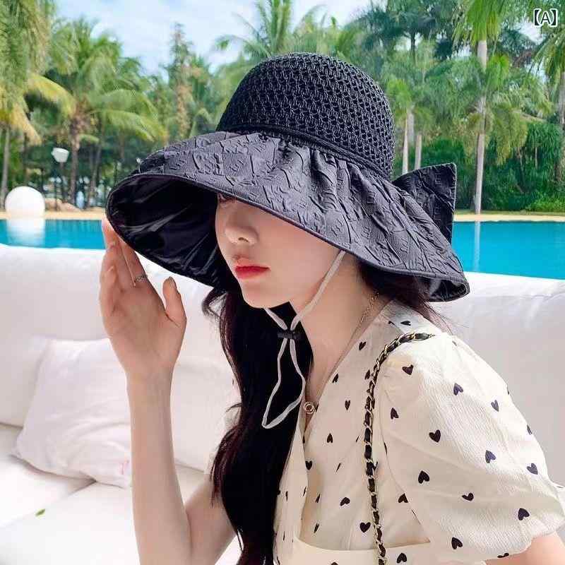 レディース 夏 帽子 日除け アウトドア レジャー ビニール サンハット 女性用 サマー用 つば広 顔覆う ..