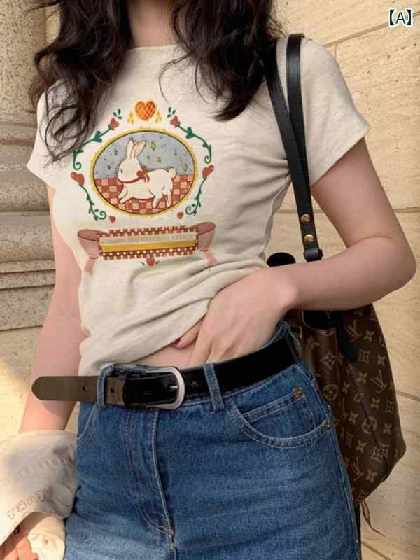 レディース 夏 カジュアル T シャツ 半袖 おしゃれ 普段使い 綿 女性 スリムフィット ショート タイト トップス