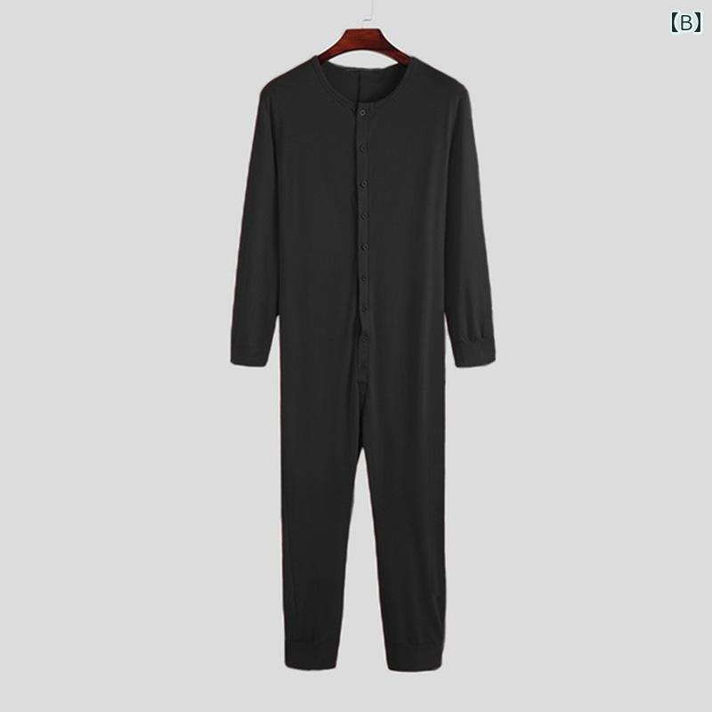 メンズ パンツ アメリカ タイトフィット パジャマ ワンピース コットン ホームウェ...