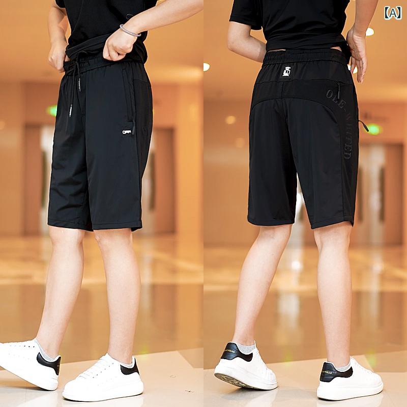 メンズ レディース カジュアル パンツ ハーフ 半ズボン 冷感 ファッション 速乾 通気性 スポーツ プリント クォーター