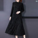 レディース ワンピース きれいめ 上品 ミセス 婦人服 長袖 ベルベット 厚手 ドレス 冬 女性 スカート コート インナー