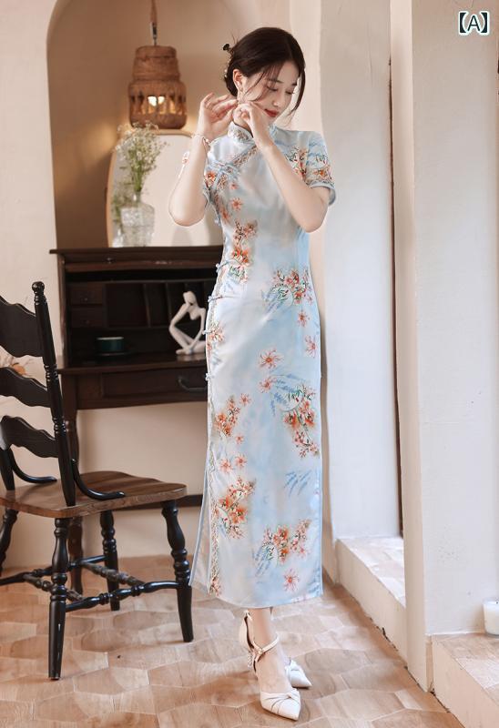 チャイナ ドレス エレガント 中華風 ワンピース 撮影 衣装 女子 デイリー キャットウォーク スリム 度 向上 ロング