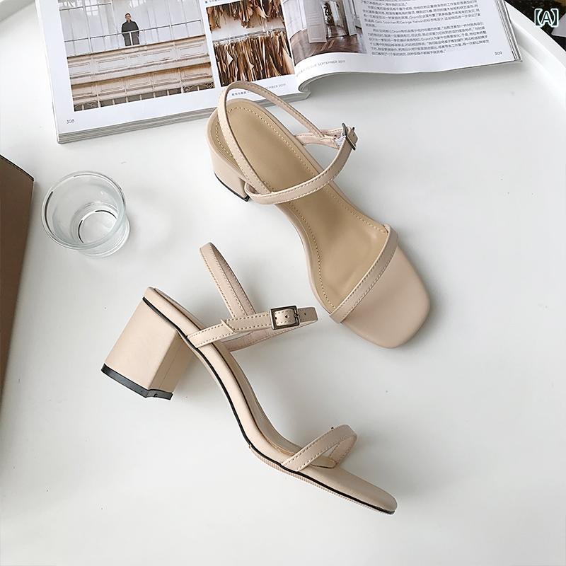 レディース 夏 ミュール おしゃれ フォーマル パーティー 女性用 サマー ワン ストラップ サンダル ミディアム ヒール フェアリー スタイル ローマン ハイヒール 太い 汎用性 高さ 深夜 バックル