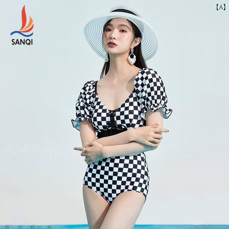 レディース 夏 水着 プール ビーチ リゾート おしゃれ かわいい 学生 大人女性 チェック柄 セクシー スタイル 韓国 お姫様 トライアングル ヒップ ハイウエスト