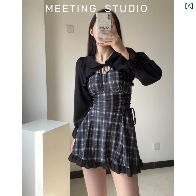レディース 夏 水着 ワンピース かわいい スカート風 体型カバー ビーチ プール 海水浴 リゾート レジャー 女性用 温泉 韓国 長袖 ハイウエスト スタイル ブラウス 着痩せ