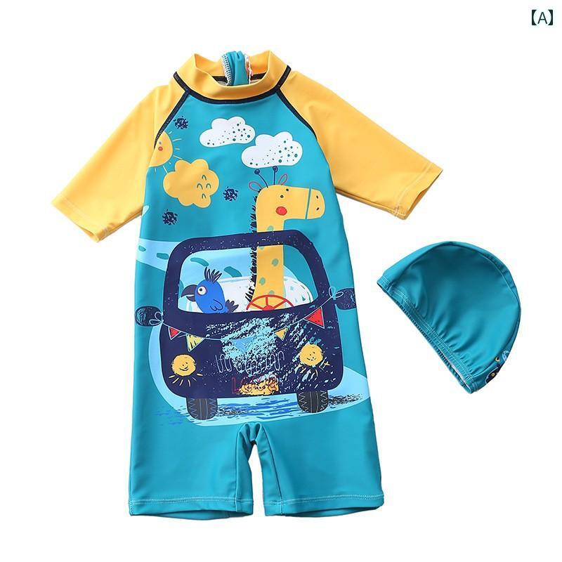 Rakuten - 夏 水着 キッズ リゾート プール ビーチ 水泳 水遊び 子供用 スイムウェア 男の子 ワンピース かわいい サメ 恐竜 ベビー ボーイ 男性