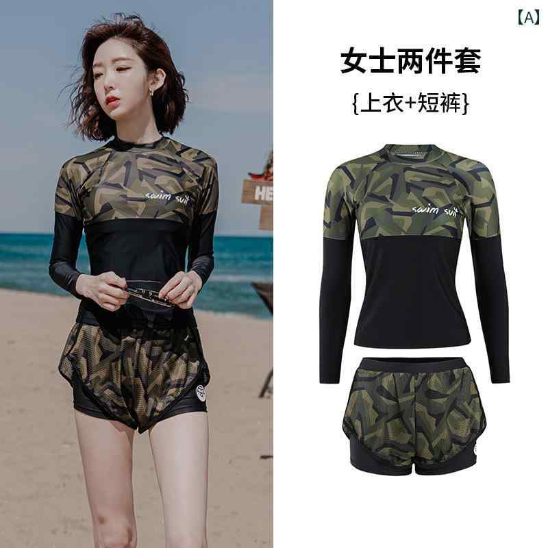 ダイビング スーツ サーフィン ウェットスーツ スポーツ 水着 スプリット 長袖 魅惑的 保守的 日焼け防止 スリム シュノーケリング ラッシュガード マリンスポーツ ビーチ リゾート サマー レジャー 女性