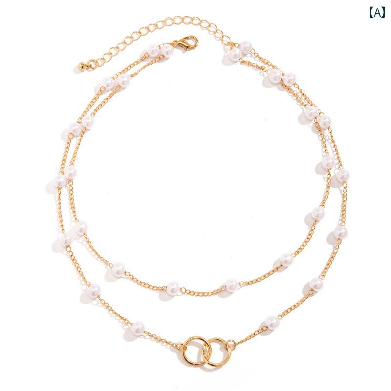 ネックレス アクセサリー ビーチ 水着 エスニック サマーフェス ビキニ ボヘミアン リンク ペンダント イミテーションパール 女性 アメリカ 魅惑的 ファッション シンプル マッチング スカート