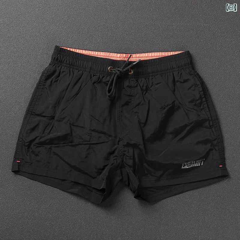 メンズ 夏 カジュアル パンツ ビーチ 海パン 水着 プール サーフィン 海水浴 用 スポーツ ショーツ 男子用 無地 シンプル ベーシック 速乾 休暇用