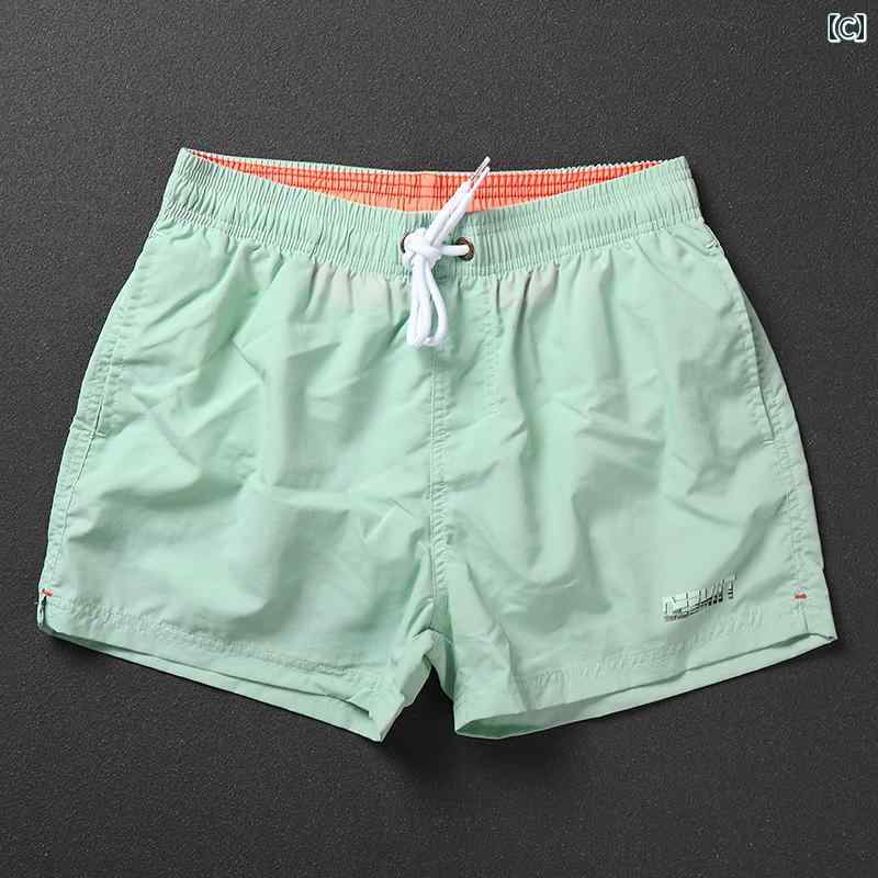 メンズ 夏 カジュアル パンツ ビーチ 海パン 水着 プール サーフィン 海水浴 用 スポーツ ショーツ 男子用 無地 シンプル ベーシック 速乾 休暇用