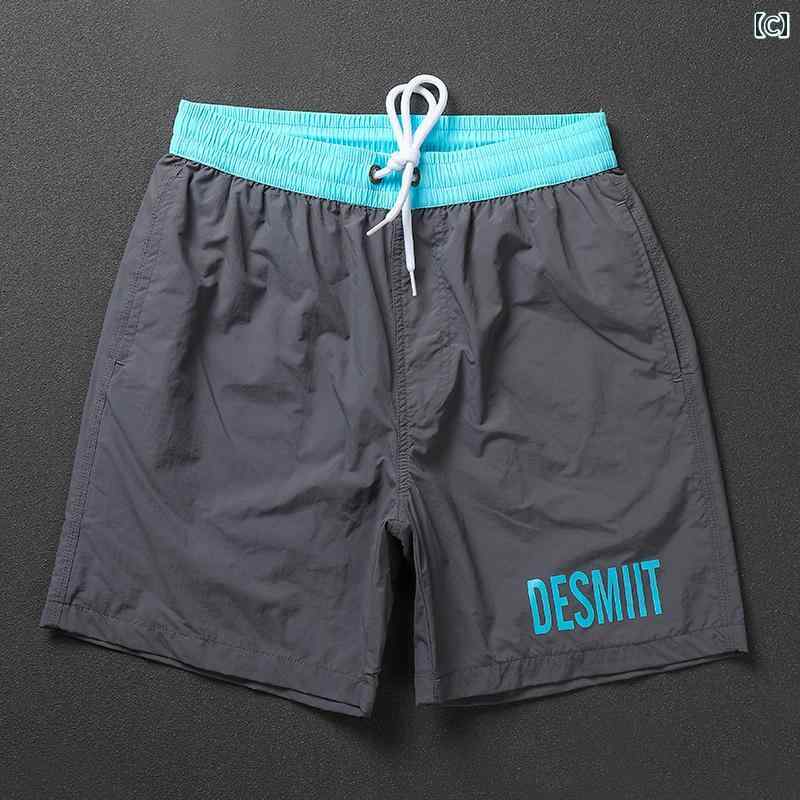 メンズ 夏 パンツ ビーチ 海パン 水着 プール サーフィン 海水浴 ショート グレー 文字 屋外着用 子供 レジャー