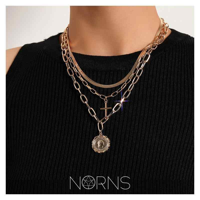 レディース ネックレス ビーチ プール ビキニ 水着 アクセ アメリカ ハイエンド 冷酷 誇り 高さ I 英国 合金 レース ヘッド コイン クロス 多層