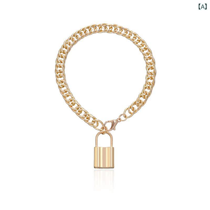 レディース 夏 アクセサリー チェーン アンクレット 水着 ビーチ プール 海水浴 アクセ 足首飾り シーサイド レトロ 合金 幾何学的 ロック シリンダー ペンダント 女性 厚手 シンプル フット