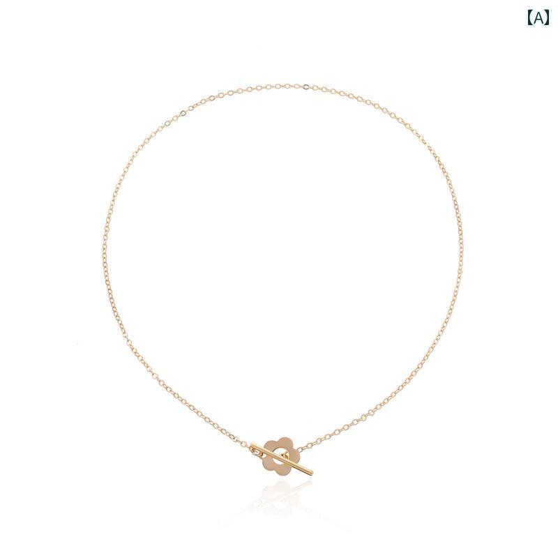 レディース アクセサリー ネックレス チェーン 水着 エレガント シンプル ハイエンド フラワー OT バックル 魅惑的 短い オフショルダー 鎖骨