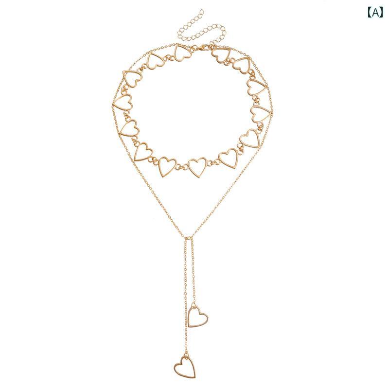 レディース タッセル ネックレス チェーン ビーチ プール ビキニ 水着 アクセ アメリカ ハート ロング ..