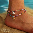 レディース アクセサリー アンクレット 水着 サマー ビーチ プール 海水浴 アクセ 足首飾り 手縫い カラフル ライス ビーズ 女性用 ハワイアン 合金 ホタテ 貝 フット