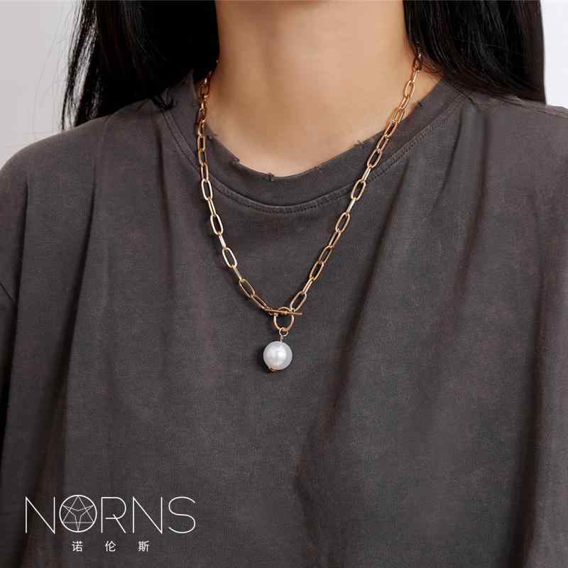 レディース ネックレス アクセサリー チェーン エスニック リゾート ビーチ 水着 海水浴 ビキニ アクセ ヒップ ホップ HIPHOP ファッション ロック パールペンダント 女性 合金 太い