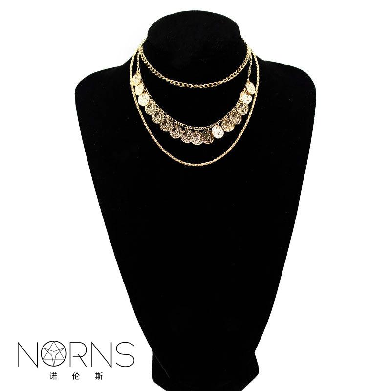 レディース タッセル ネックレス アクセサリー チェーン 水着 ビキニ サマー ビーチ プール インディアン ベリーダンス エスニック 多層 金貨 コイン ヘッド タグ 合金 鎖骨