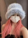 レディース 秋 冬 帽子 かわいい 防寒 青 厚手 柔らかい イミテーション フィッシャーマン 帽子 防寒性 暖かい バケット ハット 和風 毛皮 帽子