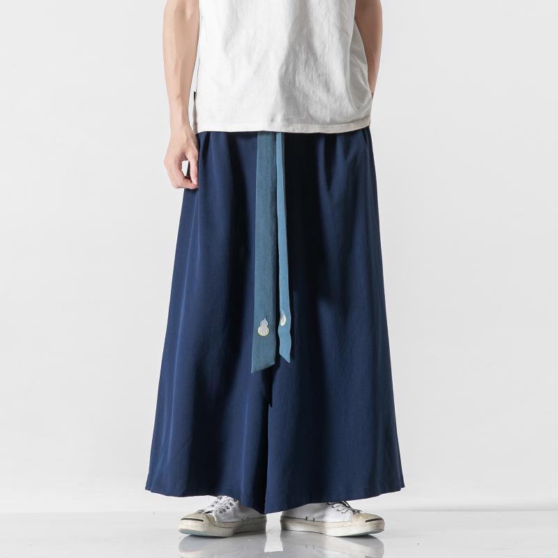 ワイドパンツ チャイナ風 フェアリー風 宋 キュロット 漢服 唐 メンズ ファッション エスニック レトロ ひんやり 涼しい 快適 ワイドレッグ パンツ 夏 植物 花