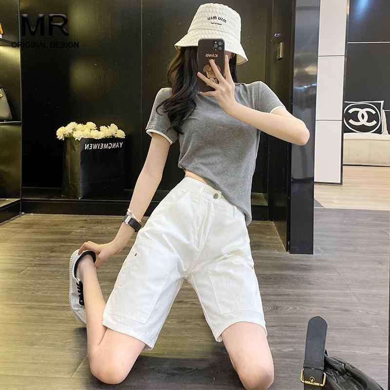 パンツ デニム レディース 女性 白 ストレート 薄手 デニムショートパンツ 夏 5 分 ハイウエスト ワイド レッグ 韓国 カジュアル