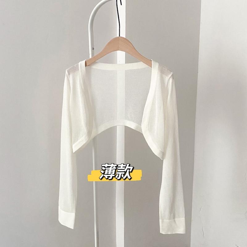 スカート レディース 夏 ニット サスペンダー 白 い 冷感 日焼け防止 ショール 薄手 カーディガン 短い チョッキ