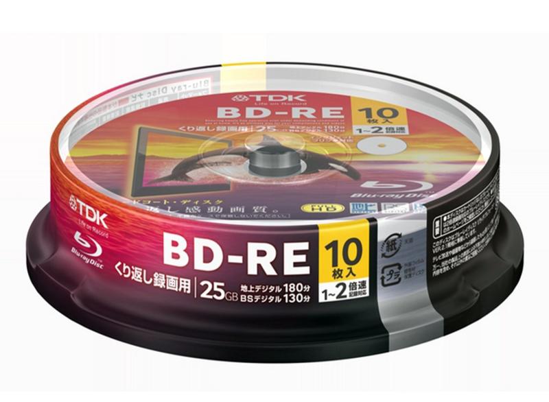 TDK BD-RE 25GB 2倍速 10枚スピンドルケース入 BEV25PWA10PA