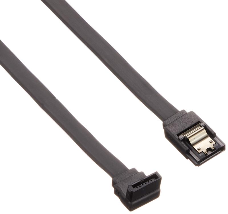 親和産業 シリアルATAフラットケーブル 長さ50cm コネクタ形状:ストレート・ラッチ付(7ピン/メス)-上L型(7ピン/メス) 6Gb完全対応 RoHS対応 SS-SAFC-SUL05LK