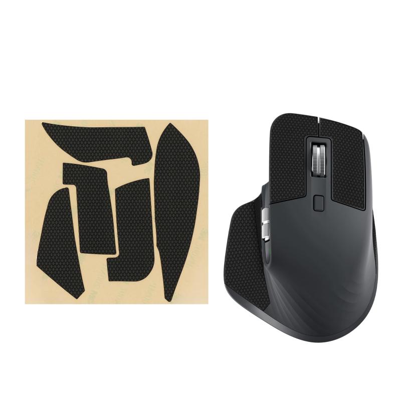 kwmobile マウスグリップ Logitech MX Master 3S対応 グリップテープ - 滑り止め カット済 厚さ0.5mm 黒色