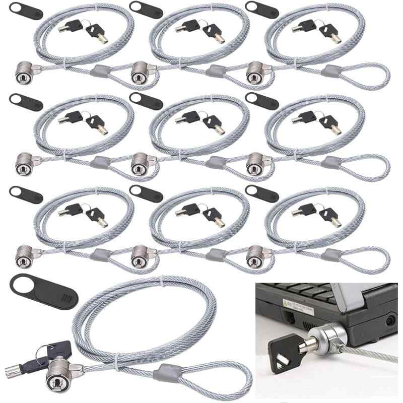 akindou パソコン用 ワイヤーロック セキュリティワイヤー 1.2m スペアキー 付 ビニール被膜 で覆われ簡単に切れない ノーマルスロットサイズ 対応 webカメラシャッター 付属