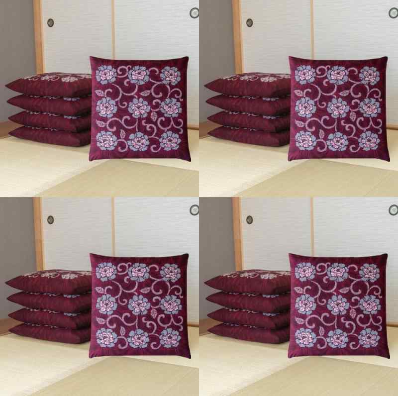 座布団カバー 5枚組 銘仙判 55×59cm 綿100％ 【 日本製 】【 耐久性 【厚手 】【五客用】 全開ファスナ..