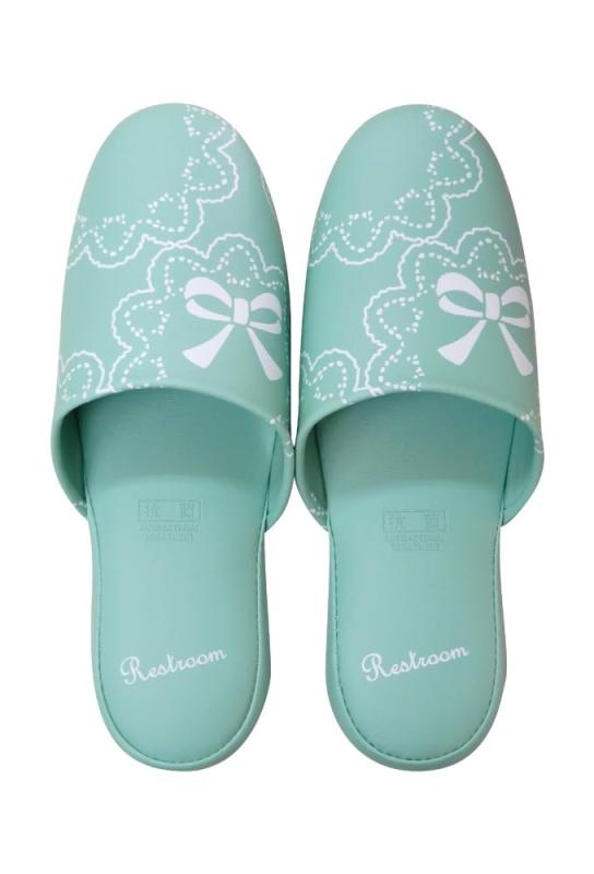 [FASPROJECT] トイレスリッパ レース リボン柄 レディース (フリーサイズ : 約～25.0cm) 抗菌 ビニール TOILET サニタリー トイレタリー スリッパ 女性用 9207 9208 9209