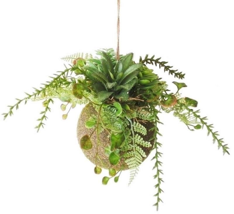 MedianField 【 多肉植物 フェイク 苔玉 麻ひも 付き 】 観葉植物 フェイクグリーン 造花 多肉 吊り 人工観葉植物 サボテン インテリア 観葉 植物 おしゃれ 雑貨 ハンギング 緑 グリーン ギフト
