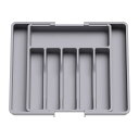 HQ HQ-GAMING カトラリー ケース グレー 伸縮式 約W33.5〜57 X D38 X H5 cm 引き出しカトラリー収納ボックス 手入れ簡単 食器ト...