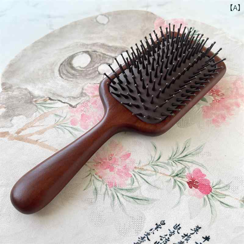 櫛 レディース 白檀 天然木製 エアクッション マッサージ 頭皮ケア ブラシ 絡まりにくい スムーズな櫛通り ヘルスケア 美髪促進 高級感 ギフト プレゼント 女性用