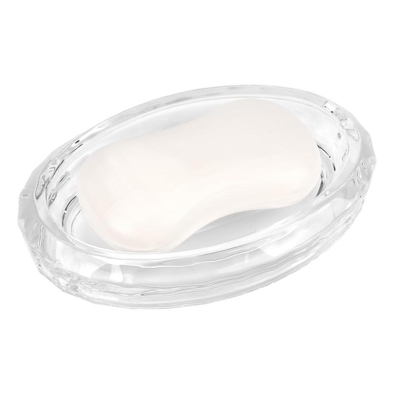 Linkidea ガラス製ソープディッシュ ガラス製ソープスポンジ ディッシュホルダー ケース ソープトレイ キッチン&浴室用 クリアシャワーソープホルダー アクセサリー (楕円形)