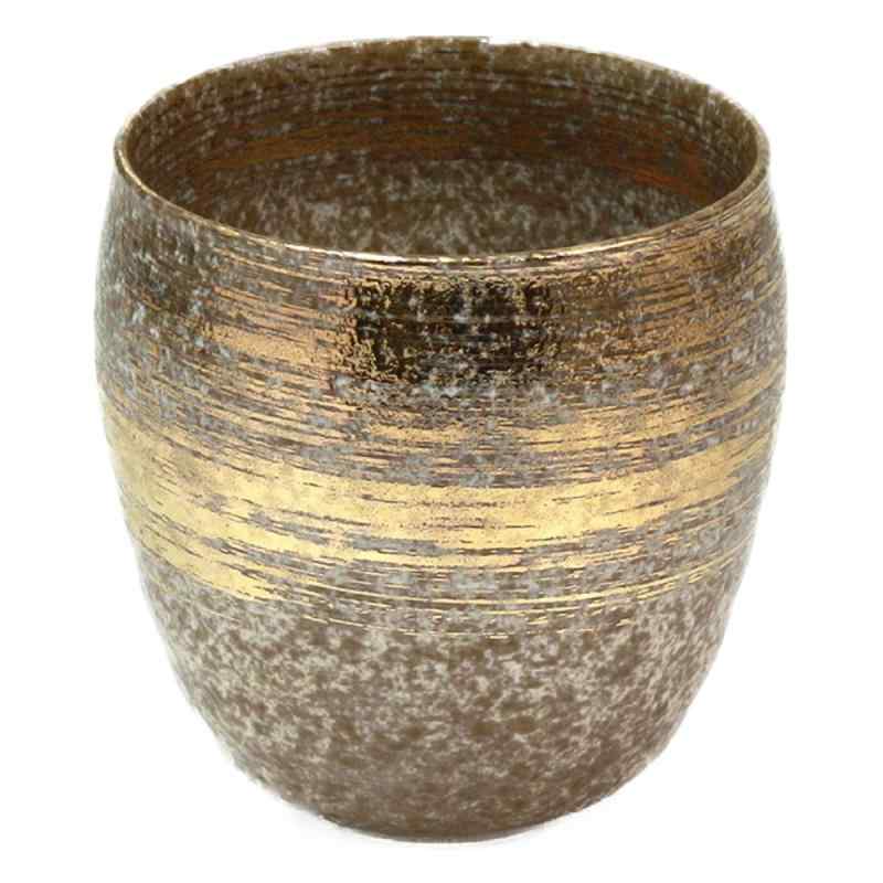 CtoC JAPAN 焼酎カップ マルチ φ9×9cm 370cc 茶彩吹金掠り(雅刷毛) 陶悦窯 有田焼 日本製