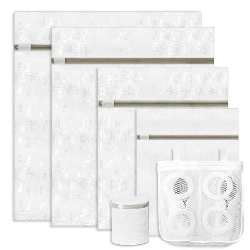 洗濯ネット ランドリーネット 細かい網目 - 6枚セット 洗濯機 洗濯用 ネット 耐久 丈夫 衝撃吸収 絡み防止 傷付き防止 型崩れ防止 角型4枚 円筒型1枚 靴洗濯ネット1枚 セーター/T-シャツ/ズボ(3.0)