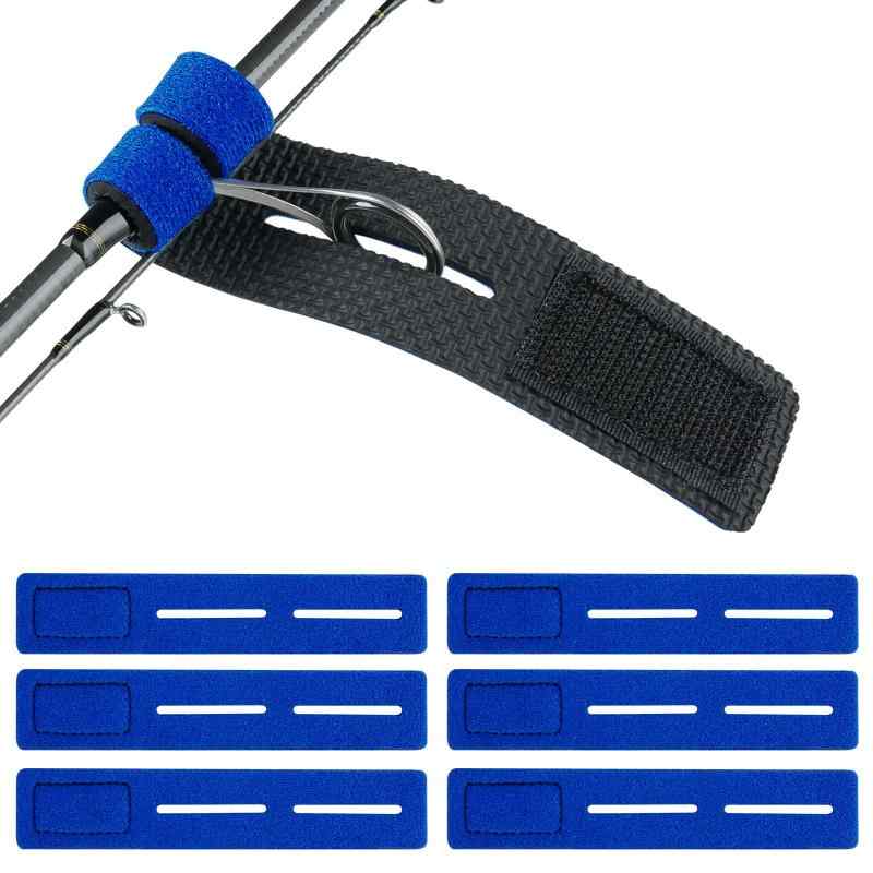L.A.Y 【2スリットでガイド部分に巻きやすい】 【選べるカラー黒/青/赤】 ロッドベルト 15センチ 6本セット 黒 赤 青 2ピースロッド 3ピースロッド パックロッド ロッドクリップ ロッド ベルト