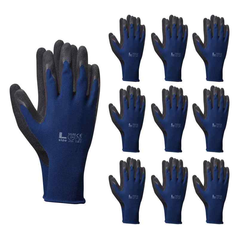 [プロノ] ゴム引き背抜き手袋 10双組 PR-1902 作業用 滑り止め すべり止め グリップ