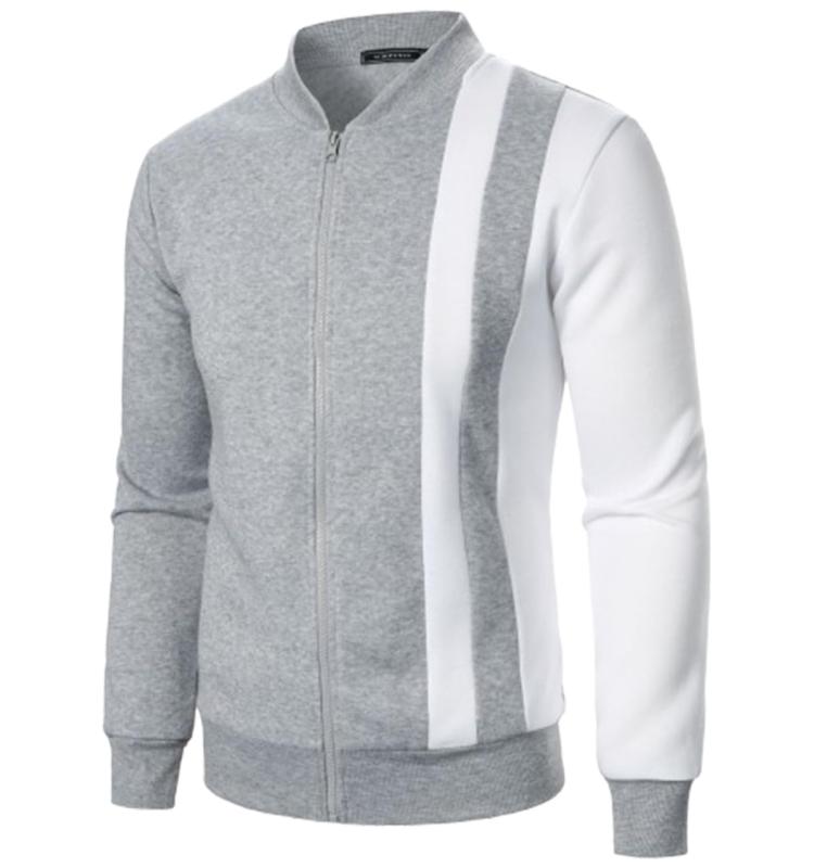 [エムシング] ジップアップ ジャケット 薄手 ゴルフウェア スウェット スタンドカラー ストライプ 春 秋 冬 メンズ