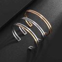 バングル レディース ステンレス製 オープンカフ 透かし彫り 二重 電気メッキ加工 変色しにくい ゴールド シルバーカラー おしゃれ シンプル 上品 万能 オフィス カジュアル 通勤 フォーマル ブレスレット