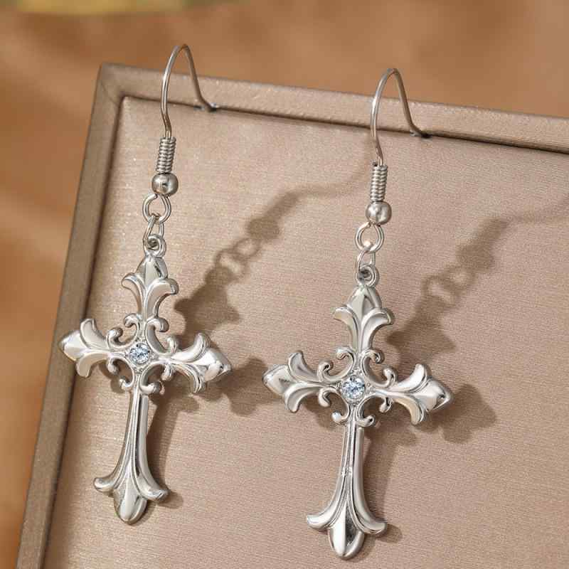 ピアス イヤリング レディース メンズ 男女兼用 ゴシック風 レトロ アンティーク 十字架 ジルコニア 個..